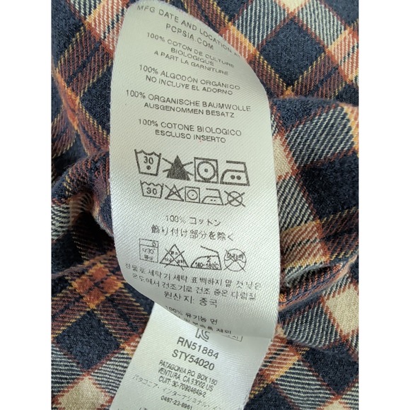 Patagonia Lightweight Fjord Plaid Flannel Shirt Mens L Blue Plaid Outdoor Hiking - Picture 10 of 12